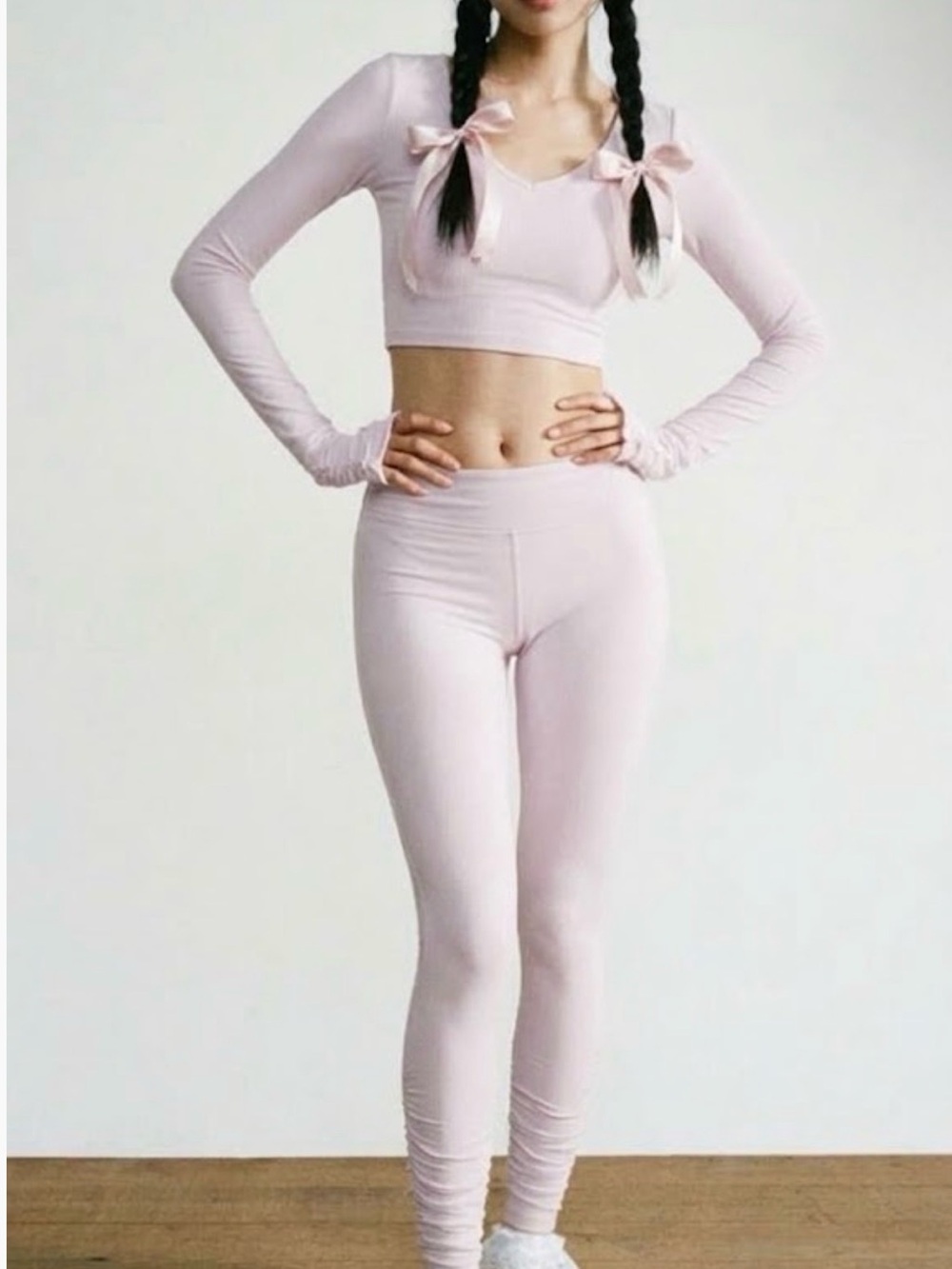 NWT Frankies Bikinis Pointe Elastane Legging Ice Pink Balletcore L